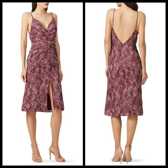 💕FAME AND PARTNERS💕 The Snake Print Bella Dress Georgette Sheath US 8